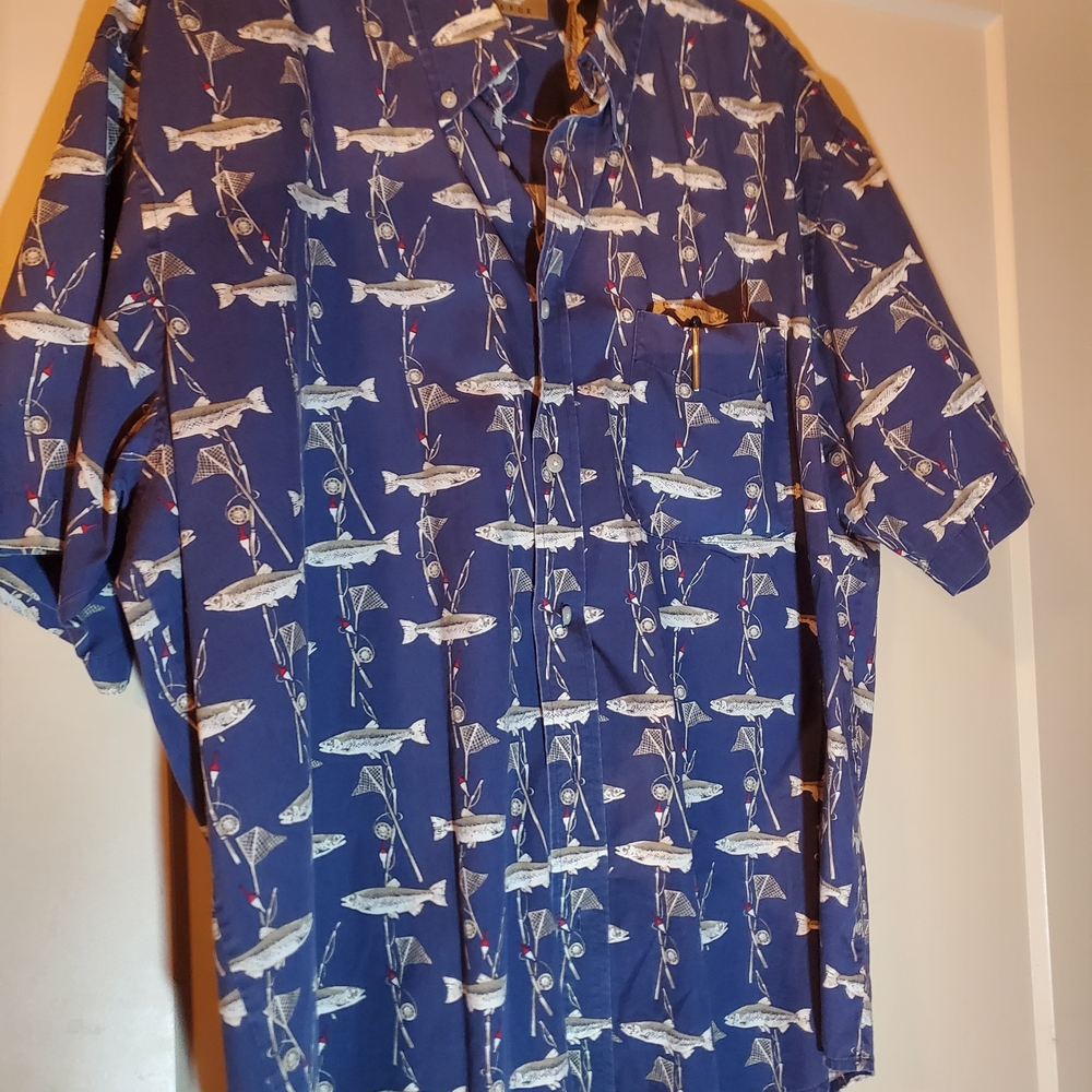 Nautical Blue Fish Print Men's Shirt